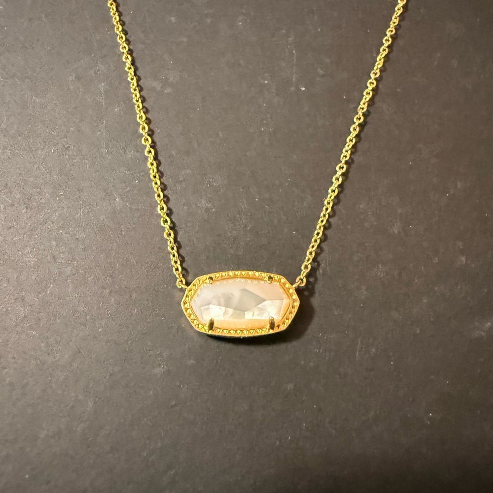 Kendra Scott Elisa 20” Gold Necklace with White Stone